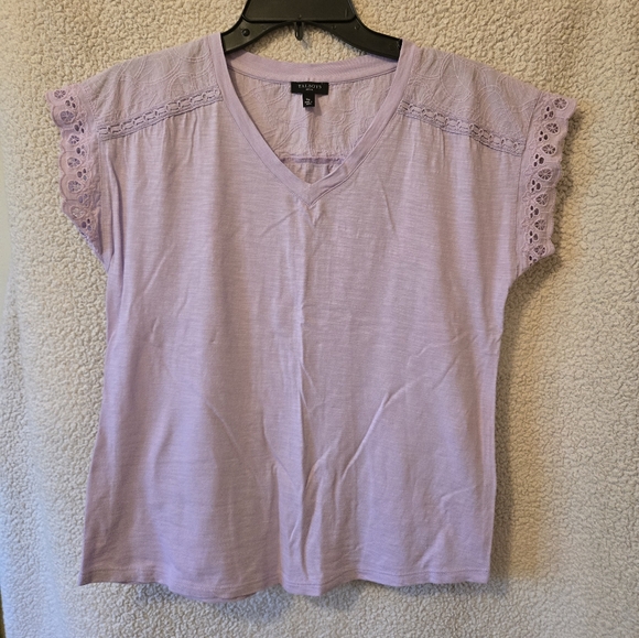 Talbots Tops - Talbots Lace Sleeve Tee - Lavender